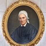 Charles Gislain (1826-1904) - Oil on oval canvas, Portrait of a Woman, 1887