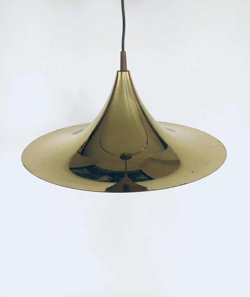 Postmodern Witch Hat Gold Pendant Lamp, 1980s