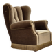 1960s, Danish relax armchair, dark green furniture velour, ash wood.