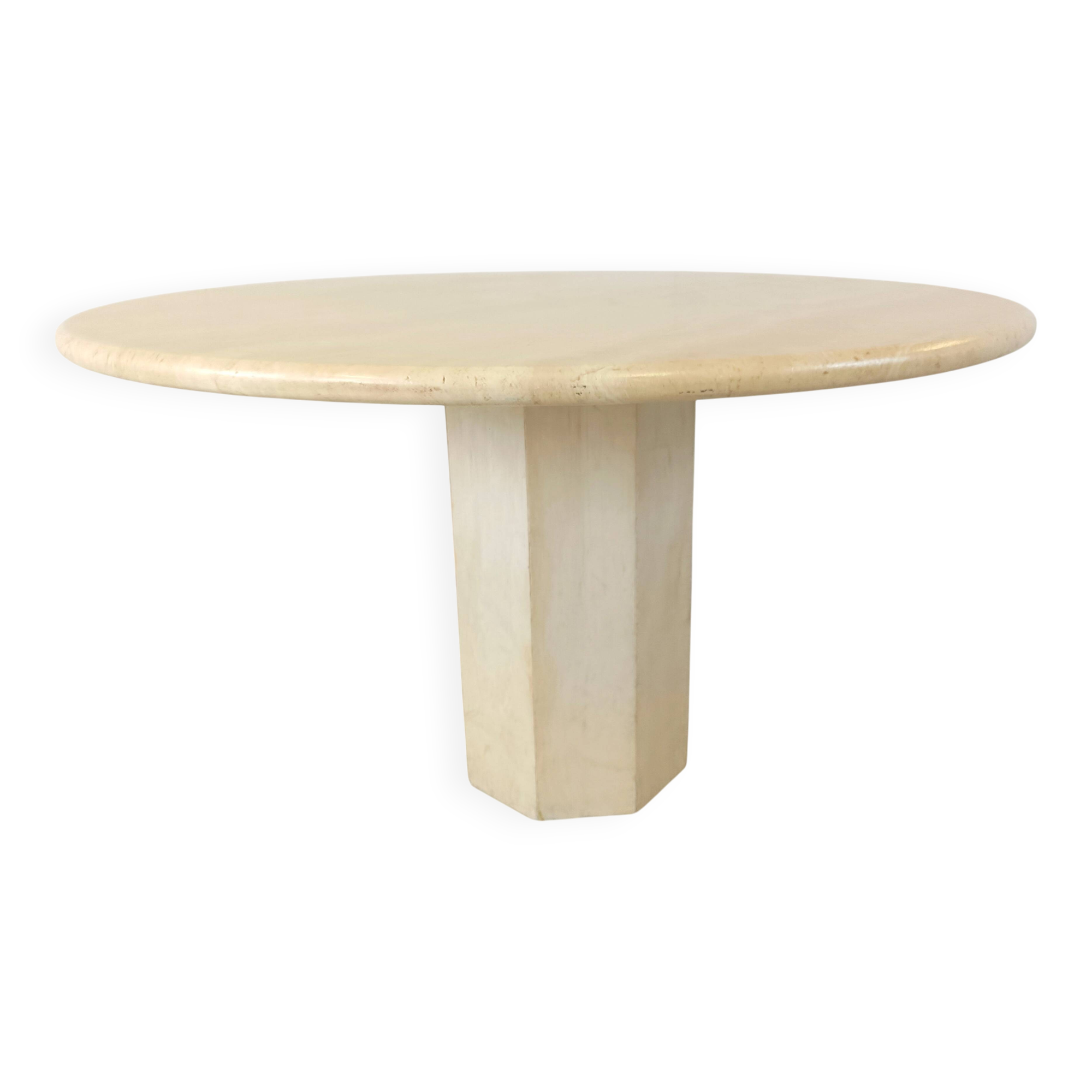 Round Italian travertine dining table 1970s