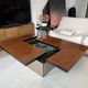 Table basse bar loupe d’orme et miroirs roche bobois