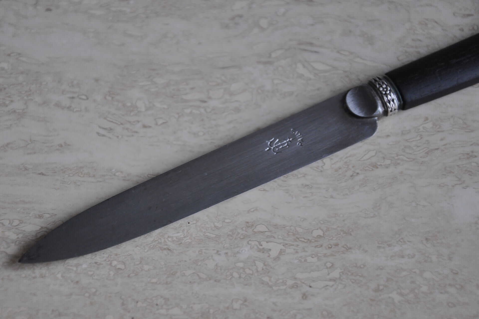 12 Antique silver ebony dessert knives