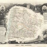 Engraving illustration enhanced colors of the 86 departments and possessions of the France in 1852