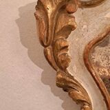 18th century Italian mirror in gilded and painted wood