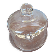 Old glass cake dome on a stand