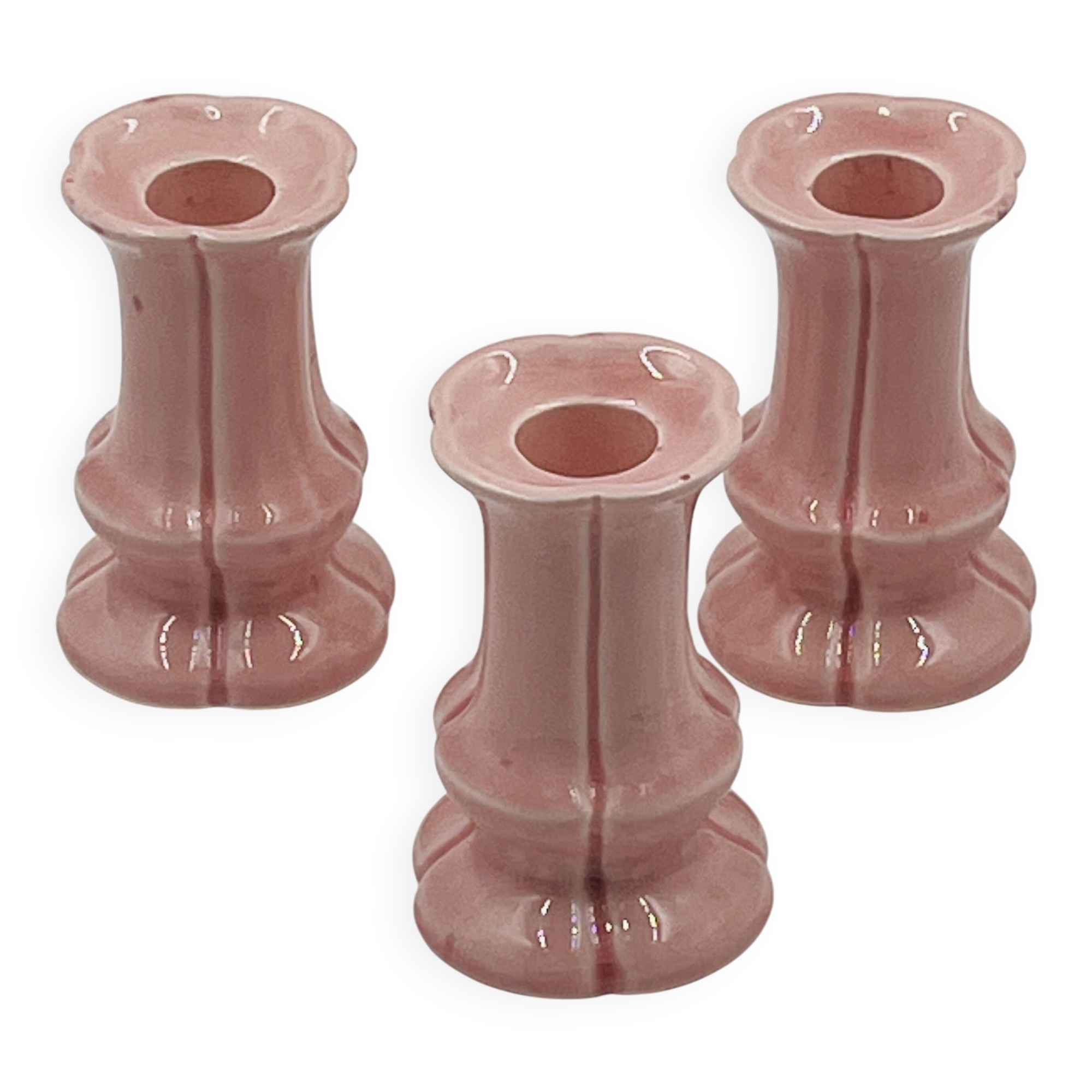 Set of 3 pink ceramic candle holders