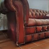 Chesterfield sofa in genuine leather 3 red Very good condition