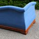 Grande méridienne vintage bleu cobalt en tissu et bois – chaise longue 190