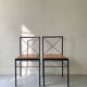 Set of 2 designer chairs in metal and cognac leather, Arrben Italy