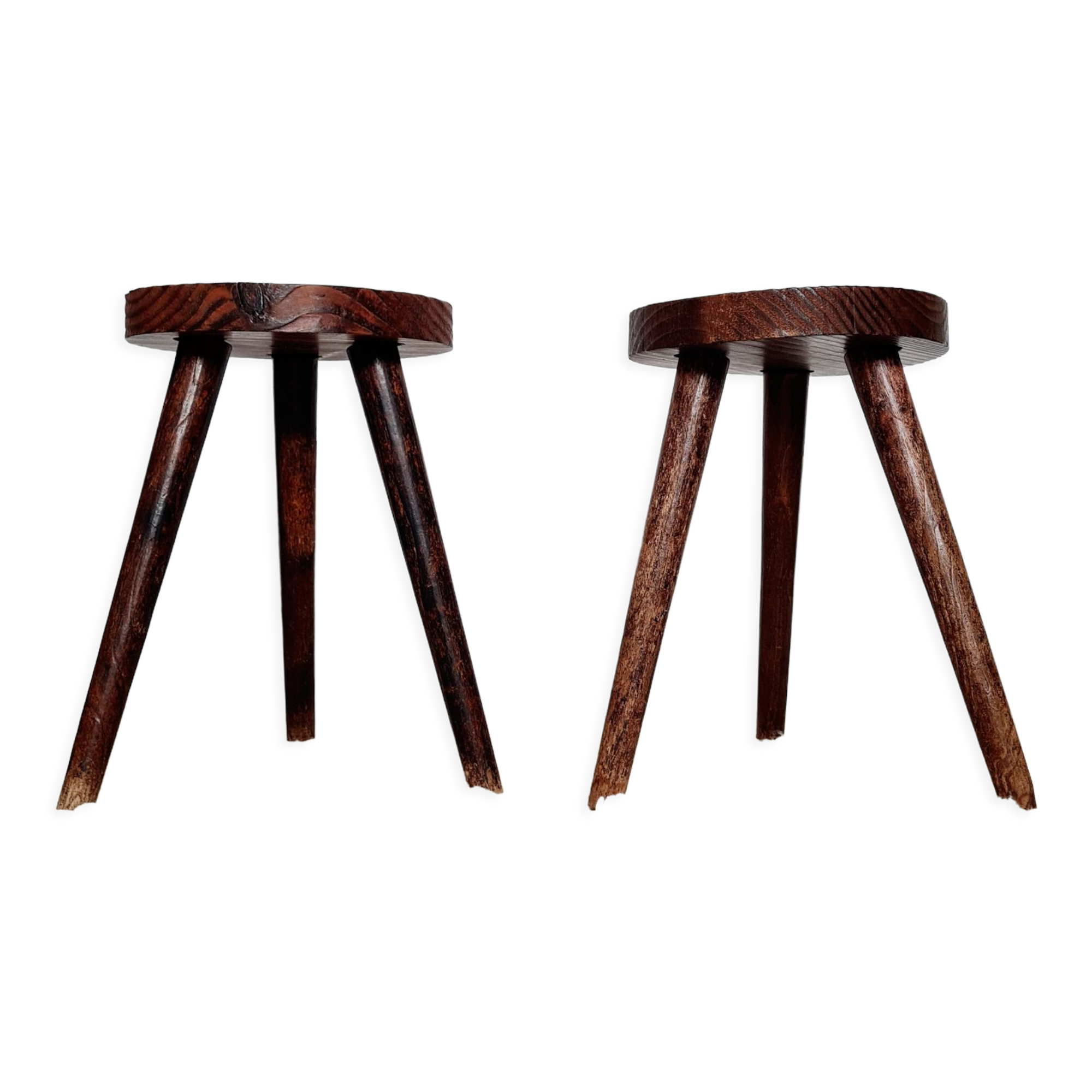 Pair of antique tripod stools