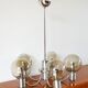 Five-branched chandelier, in chrome and smoked glass globes, Design, 1970