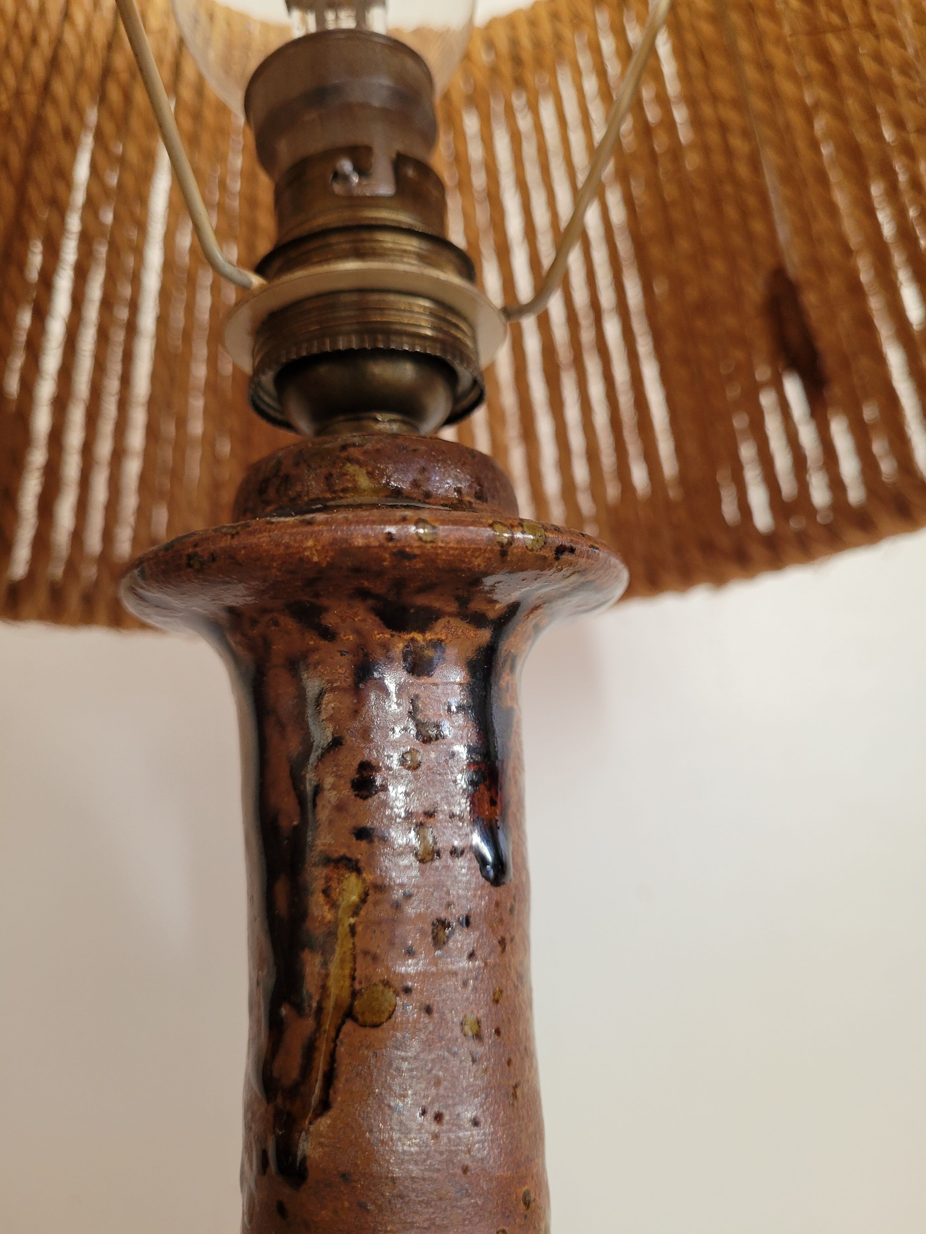 Stoneware and rope lamp