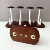Set of 5 coat hooks, Midmodern wall coat hooks, retro style