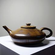 Vintage Japanese-style teapot from the 70s-90s, handmade brown stoneware signed Pichon.
