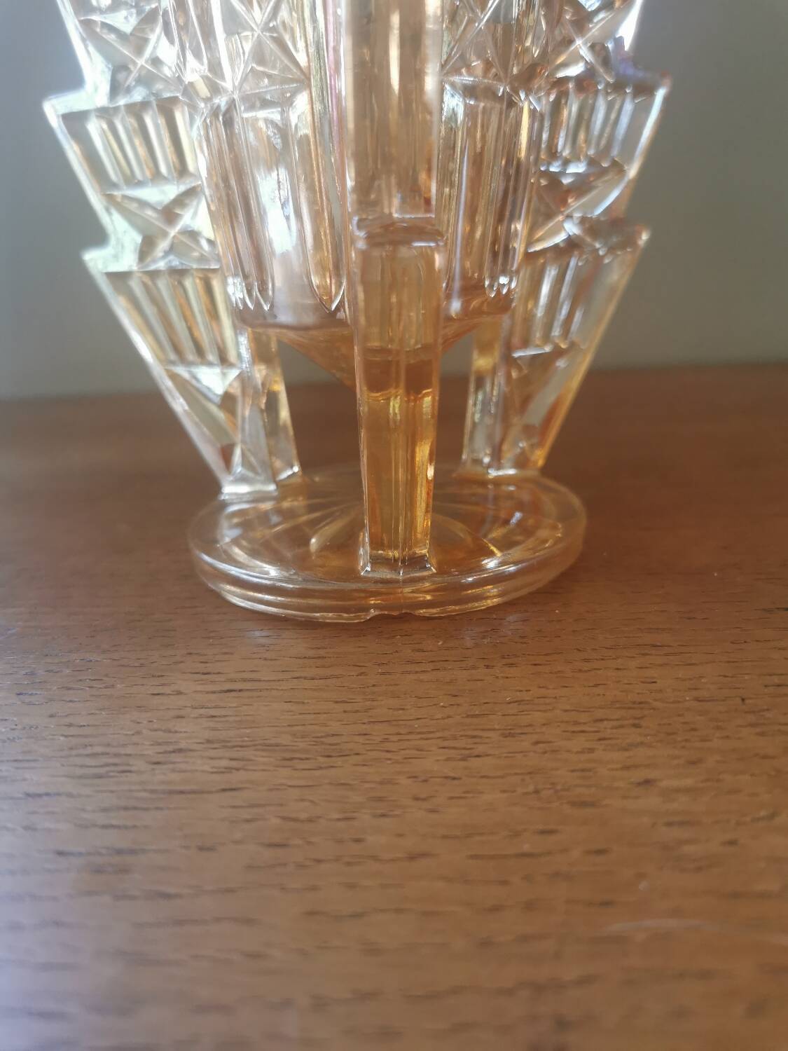 Art deco vase in orange iridescent glass