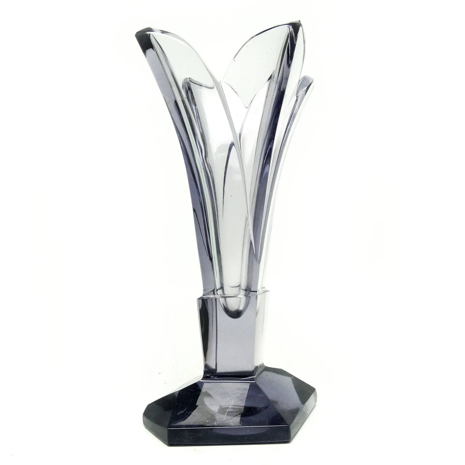 Art Deco vase, crystal, Moser, Czechoslovakia, 1930s