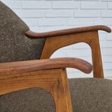 1960s, Danish armchair, furniture wool/cotton fabric, teak wood.