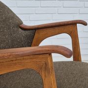 1960s, Danish armchair, furniture wool/cotton fabric, teak wood.