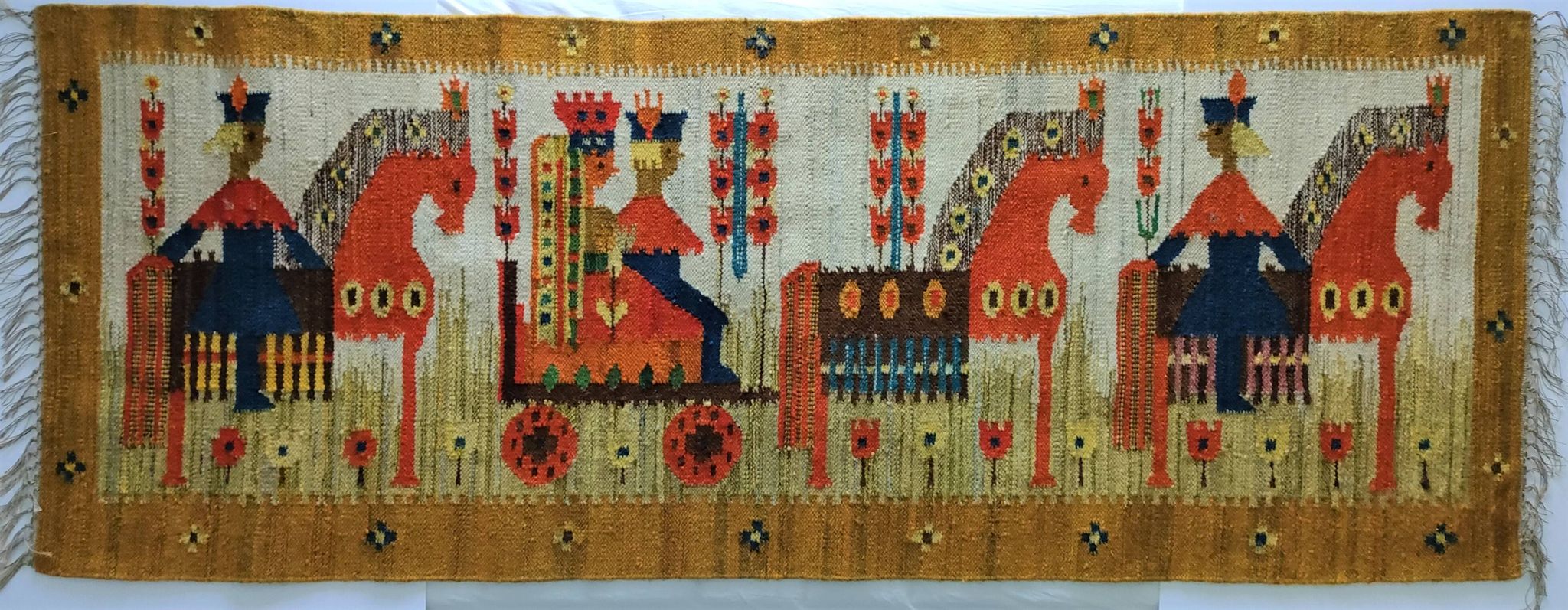 Tapisserie kilim fait main artisanat polonais années 70