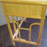 Desk or console and its armchair in rattan and bamboo