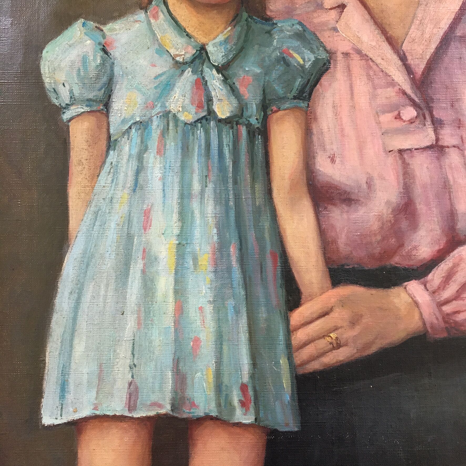 Portrait painting of mother and daughter