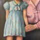Portrait painting of mother and daughter.