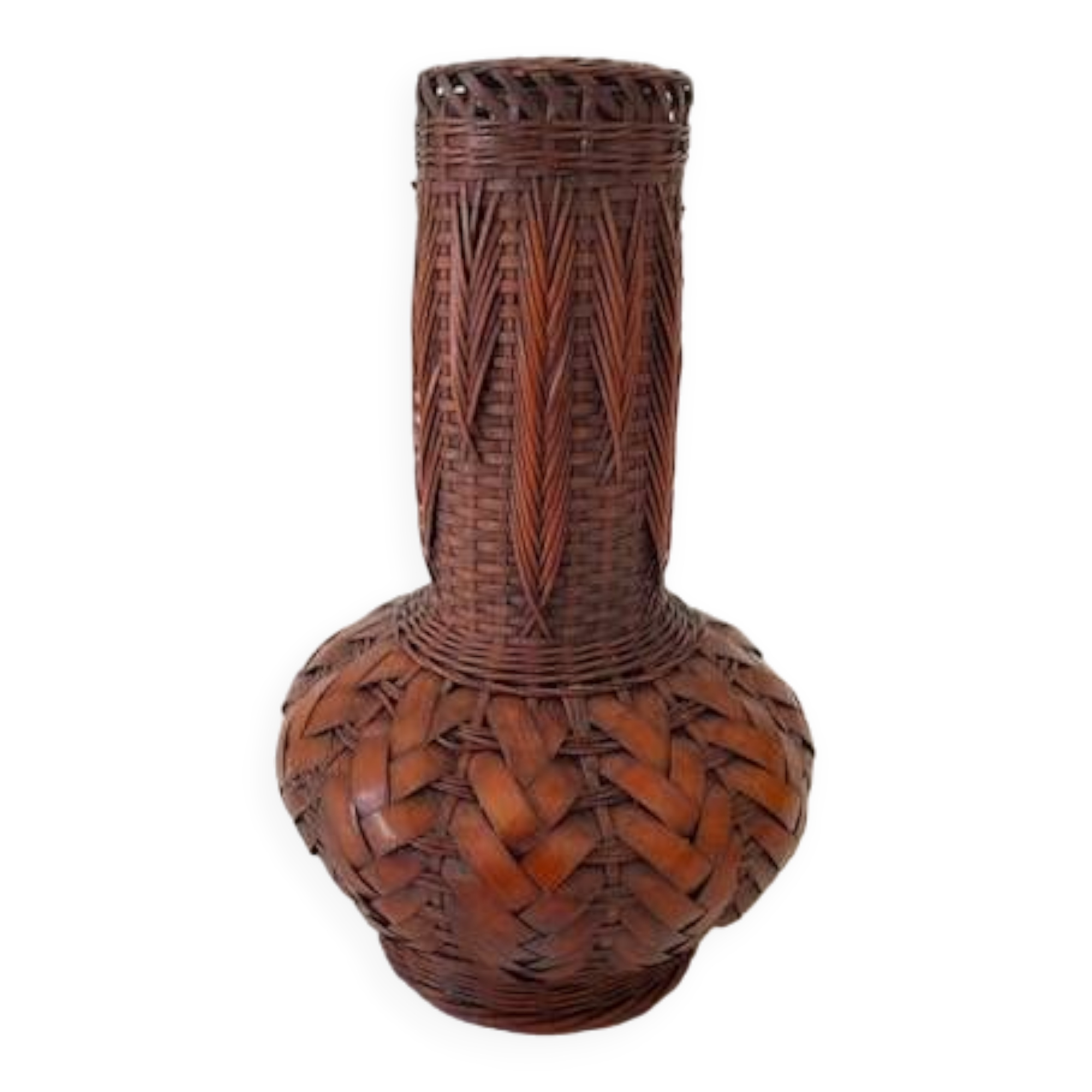 Japanese Ikebana vase, ceramic and bamboo