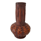 Japanese Ikebana vase, ceramic and bamboo