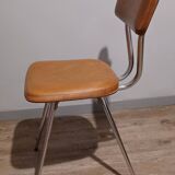 Pair of vintage faux leather and chrome chairs