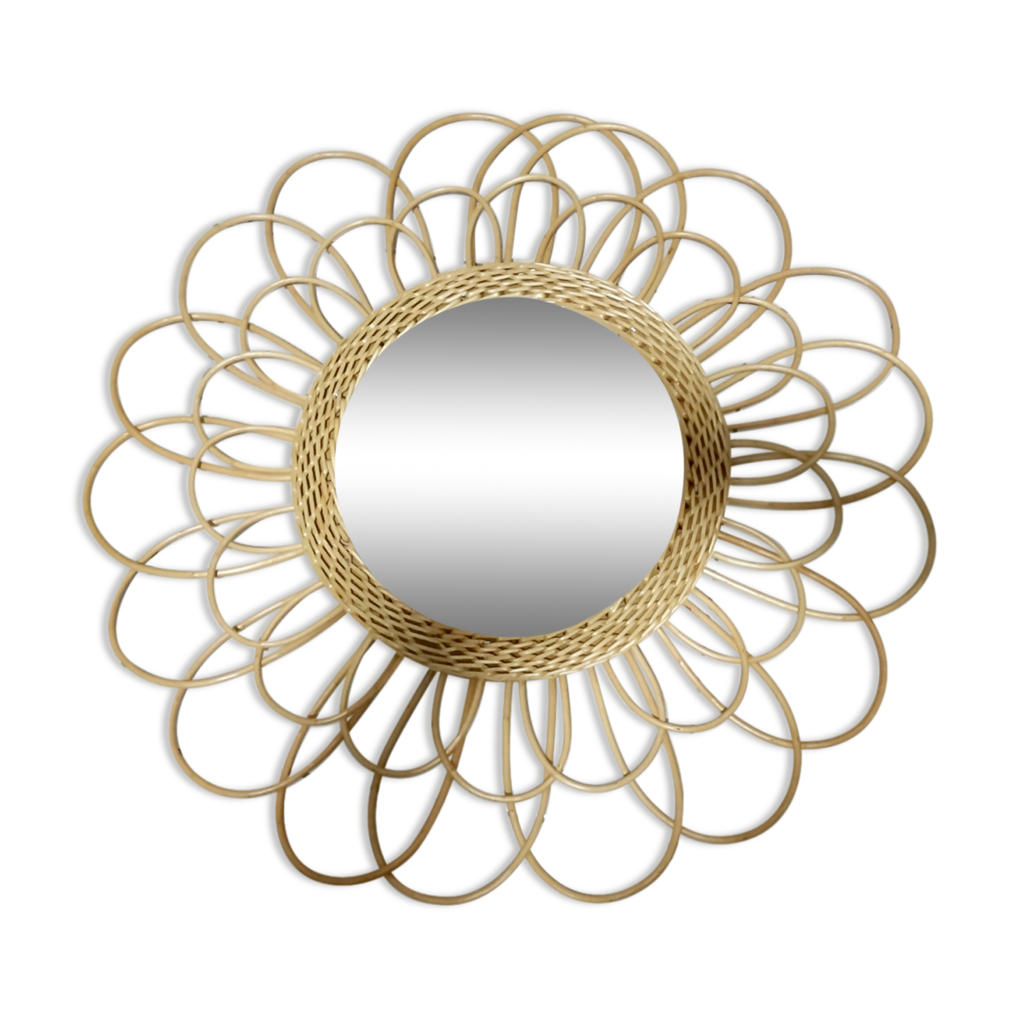 Wicker round mirror 55x55cm
