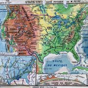 Old school map United States physical and political