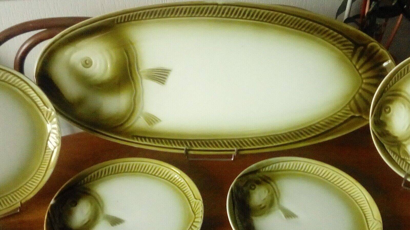 Earthenware fish service Moulin des loups France