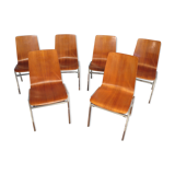 Set of 6 chairs teak and chrome