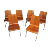 Set of 6 chairs teak and chrome