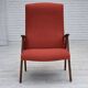 1970s, Danish highback armchair, furniture wool, teak wood, oak wood.