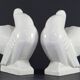 Manufacture de saint-clément, 1930s, pair of bookends figuring pigeons.