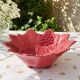 Vine leaf raspberry majolica centrepiece bowl