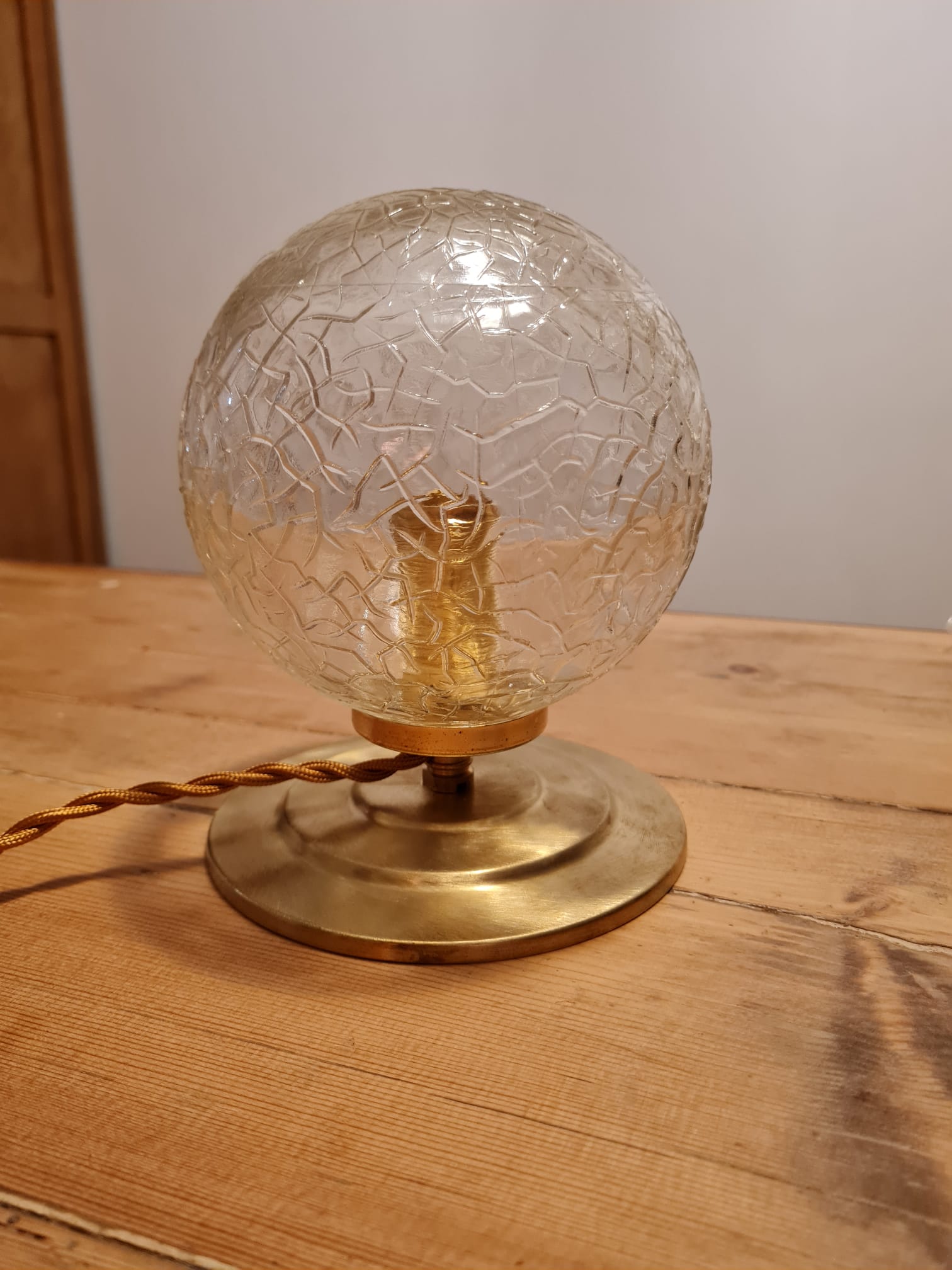 Vintage globe table lamp in molded glass