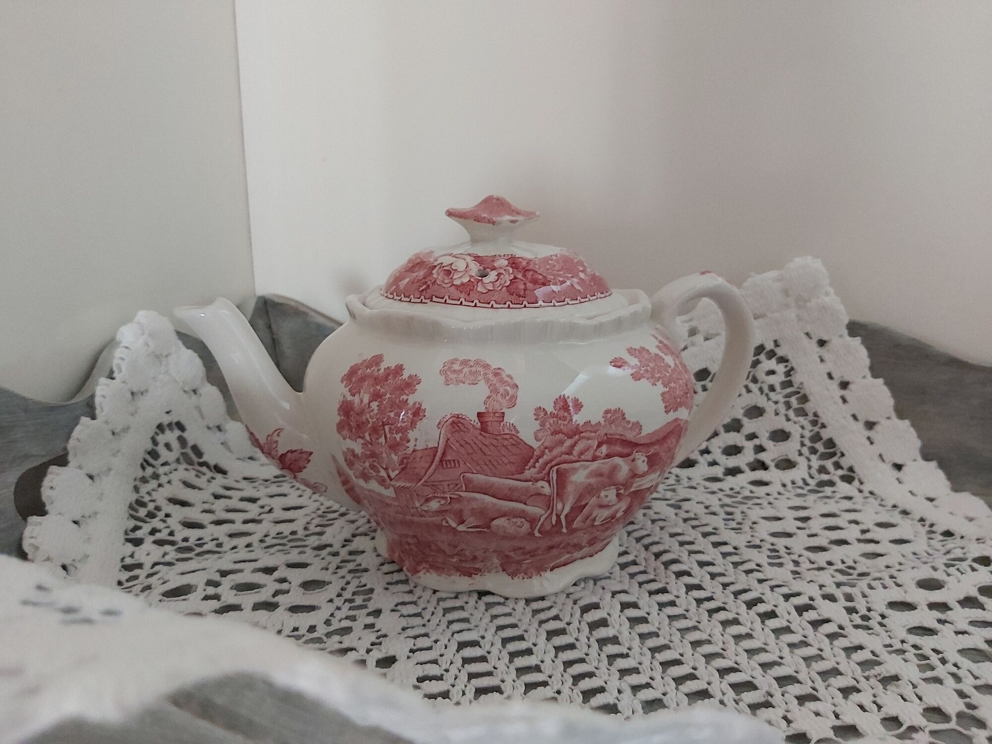 English porcelain teapot adams english scenic