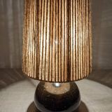 Vintage varnished stoneware lamp and jute rope