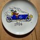 Dessert plates and their Gien earthenware dish illustrated by J. Charmoz automobile theme