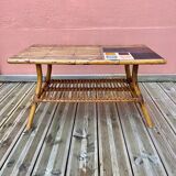 Rattan coffee table and magazine rack