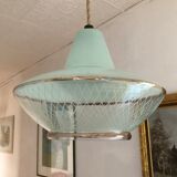 Striated glass suspension, modernist, from the 50s