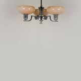 Lustre Art Déco Bauhaus chromé de Napako, ancienne Tchécoslovaquie, 1940
