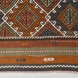 3x9 Red Green Persian Kilim Runner Rug, 81x279Cm