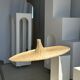 Large suspension, rattan luminaire in hat shape D:80cm