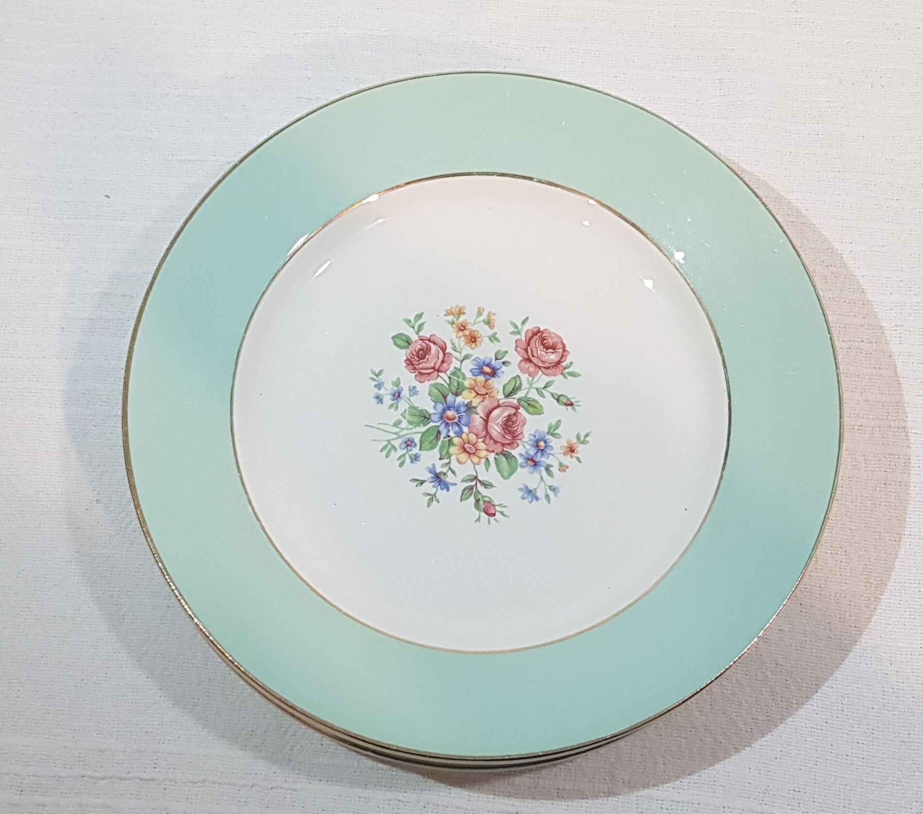 6 flat plates in opaque porcelain from Saint Amand and Hamage model Highness