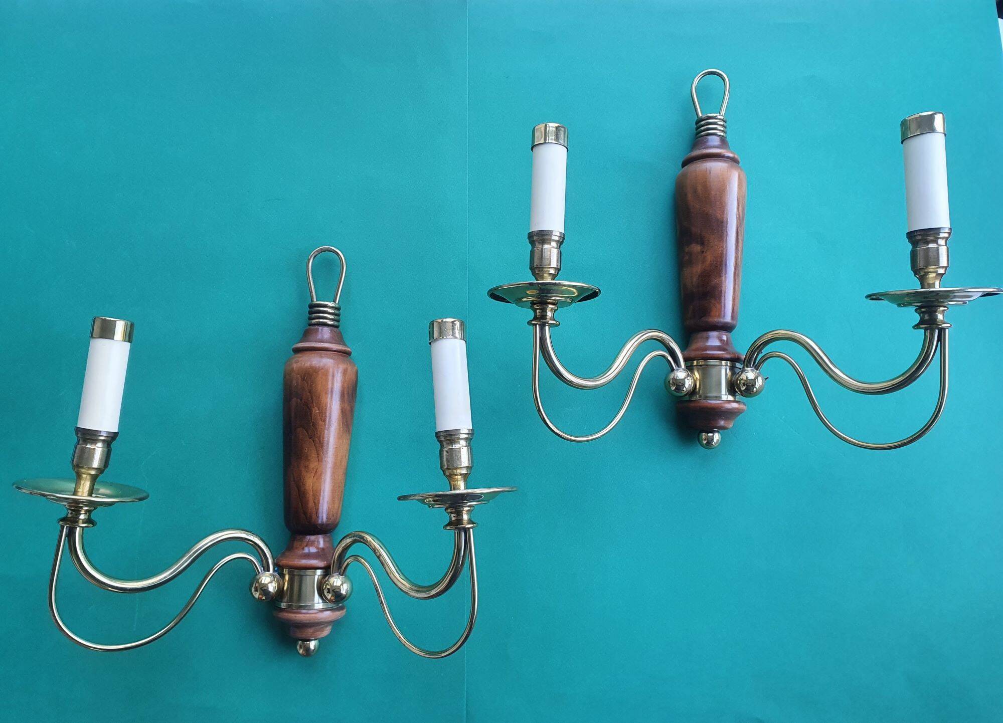 Pair of large antique candlestick wall sconces