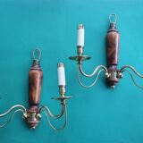 Paire de grandes appliques murales bougeoirs anciennes