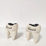 Set of two ceramic Fluocaril advertising ashtrays